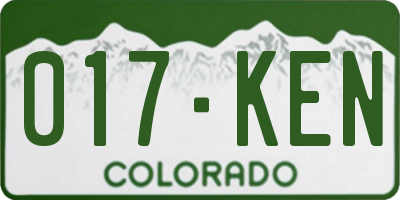CO license plate 017KEN