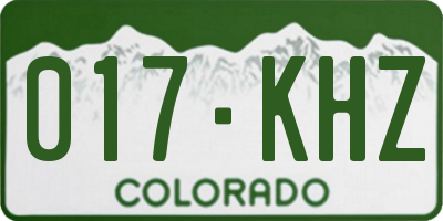 CO license plate 017KHZ