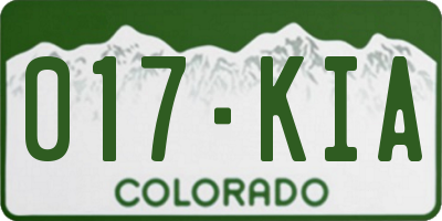 CO license plate 017KIA