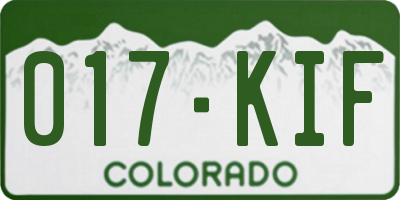 CO license plate 017KIF