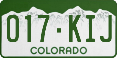 CO license plate 017KIJ