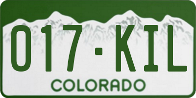 CO license plate 017KIL