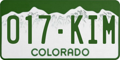 CO license plate 017KIM