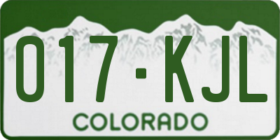 CO license plate 017KJL