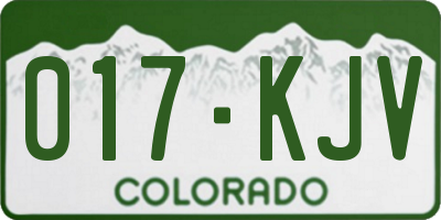 CO license plate 017KJV