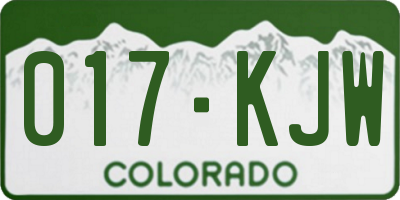 CO license plate 017KJW