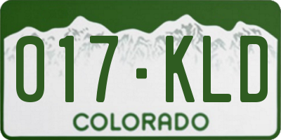 CO license plate 017KLD
