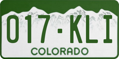 CO license plate 017KLI