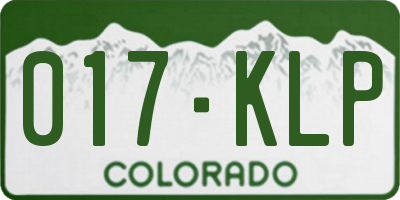 CO license plate 017KLP