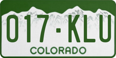 CO license plate 017KLU