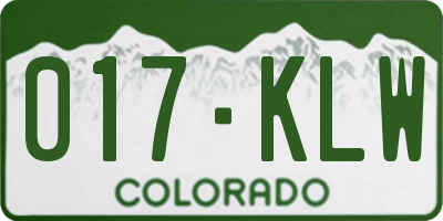 CO license plate 017KLW