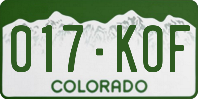 CO license plate 017KOF