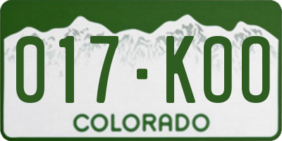 CO license plate 017KOO