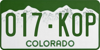 CO license plate 017KOP