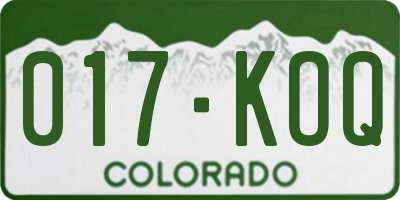 CO license plate 017KOQ