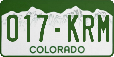 CO license plate 017KRM