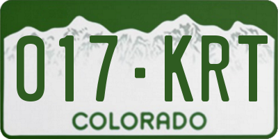 CO license plate 017KRT