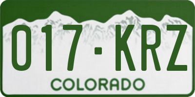 CO license plate 017KRZ