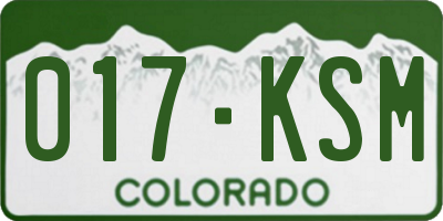 CO license plate 017KSM