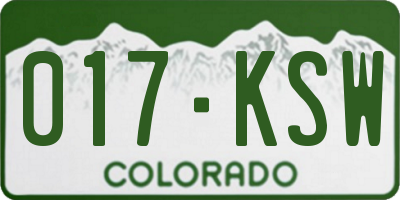 CO license plate 017KSW
