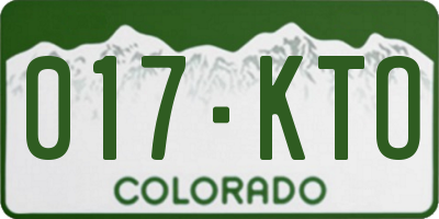 CO license plate 017KTO