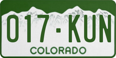 CO license plate 017KUN
