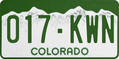 CO license plate 017KWN
