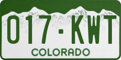 CO license plate 017KWT