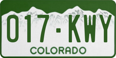 CO license plate 017KWY