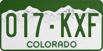 CO license plate 017KXF