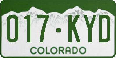 CO license plate 017KYD
