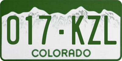 CO license plate 017KZL