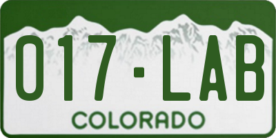 CO license plate 017LAB