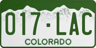 CO license plate 017LAC
