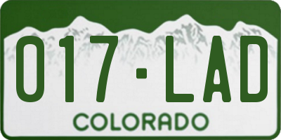 CO license plate 017LAD