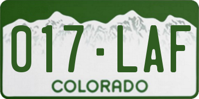 CO license plate 017LAF