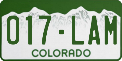 CO license plate 017LAM
