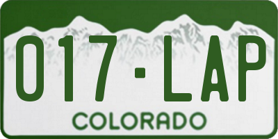 CO license plate 017LAP