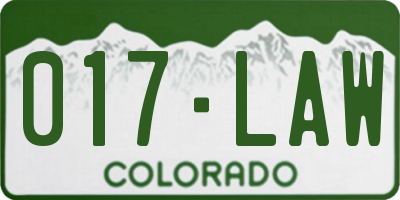 CO license plate 017LAW