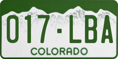 CO license plate 017LBA