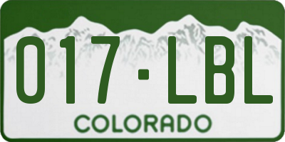 CO license plate 017LBL