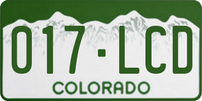 CO license plate 017LCD