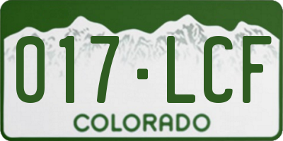 CO license plate 017LCF