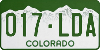 CO license plate 017LDA