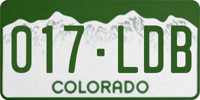 CO license plate 017LDB