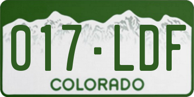 CO license plate 017LDF