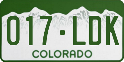 CO license plate 017LDK