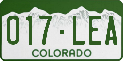CO license plate 017LEA