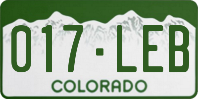 CO license plate 017LEB