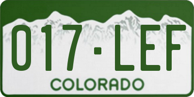 CO license plate 017LEF